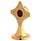 Reliquiario croce ottone dorato teca interna h 12 cm s3