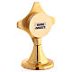Reliquiario croce ottone dorato teca interna h 12 cm s4