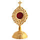 Reliquiar mit ovaler Zierrahmung aus goldfarbenem Messing – Höhe 14 cm s1