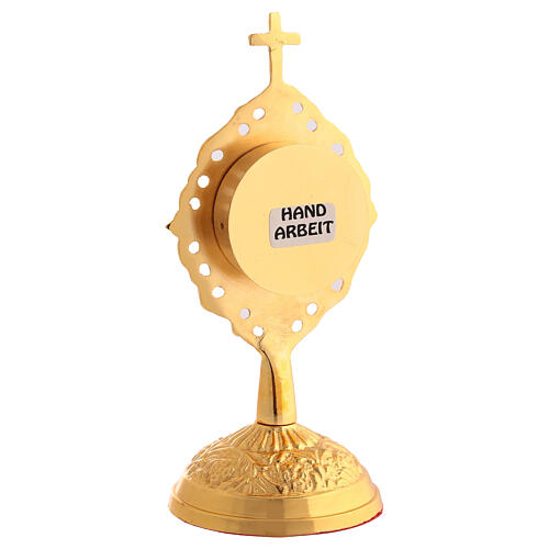 Reliquiario raggiera ovale traforata h 14 cm ottone dorato 3