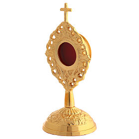Perforated oval ray reliquary height 14 cm in gold-plated brass