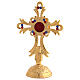 Reliquiario croce traforata ottone dorato h 17 cm s1