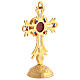 Reliquiario croce traforata ottone dorato h 17 cm s2