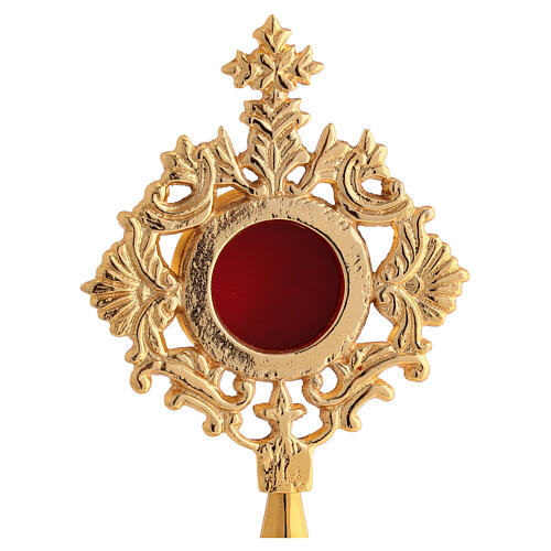 Reliquiar mit Strahlenkranz aus goldfarbenem Messing – Höhe 21 cm 2