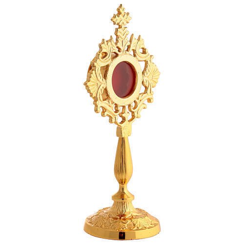 Reliquiar mit Strahlenkranz aus goldfarbenem Messing – Höhe 21 cm 3