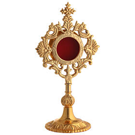 Reliquiar aus goldfarbenem Messing mit abstrakten Verzierungen – Höhe 25 cm