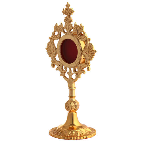 Golden brass reliquary with abstract decorations, h 25 cm 3