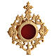 Golden brass reliquary with abstract decorations, h 25 cm s2
