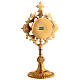 Golden brass reliquary with abstract decorations, h 25 cm s5