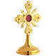 Reliquiar in Kreuzform mit Strahlenkranz aus goldfarbenem Messing – Höhe 22 cm s4