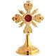 Gold plated brass reliquary, cross with radiant, 9 in s1