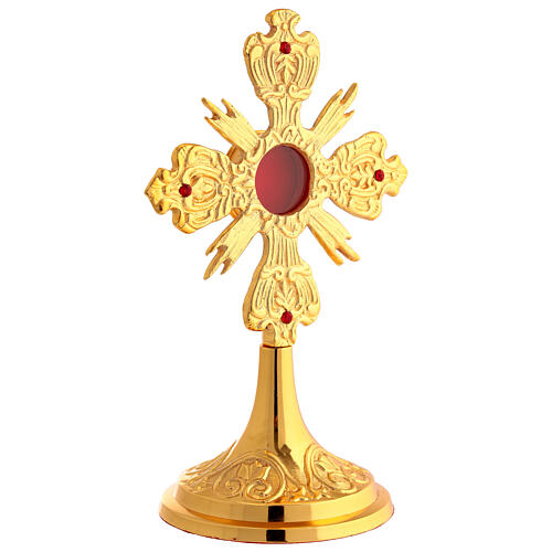 Golden Brass Radiant Cross Reliquary, H 22 cm 4