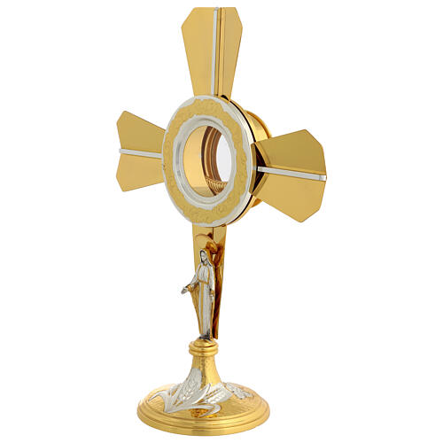 Gold-plated brass cross-shaped monstrance, 16-inch tall 4