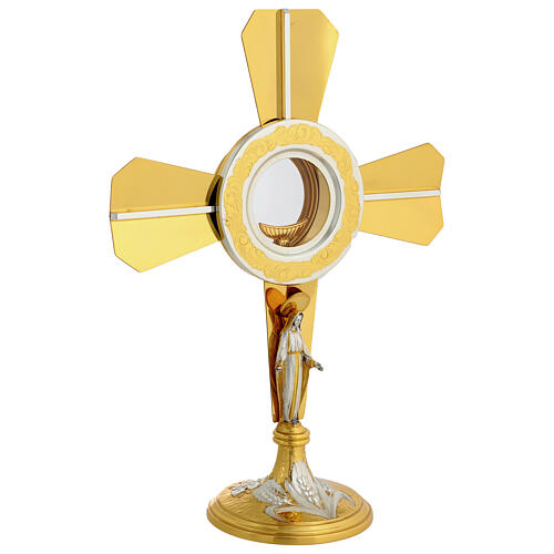 Gold-plated brass cross-shaped monstrance, 16-inch tall 6