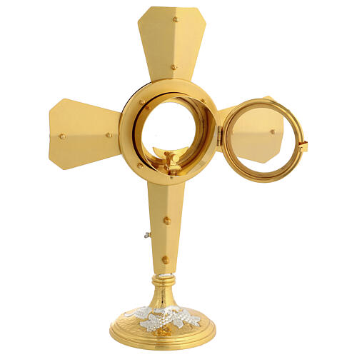 Gold-plated brass cross-shaped monstrance, 16-inch tall 9
