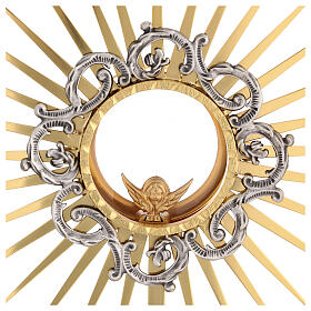 Monstrance with well image, 18 in, gold plated brass