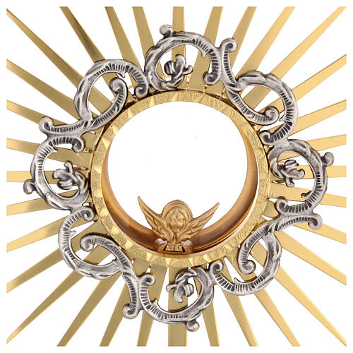 Monstrance with well image, 18 in, gold plated brass 2
