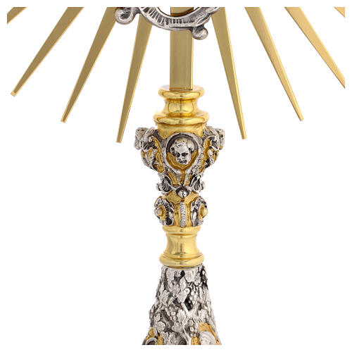 Monstrance with well image, 18 in, gold plated brass 3