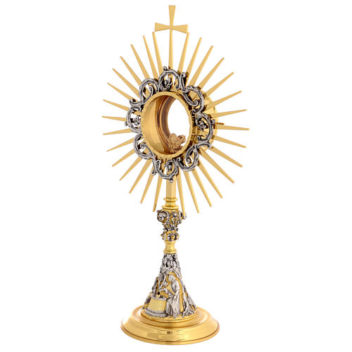 Monstrance with well image, 18 in, gold plated brass 8