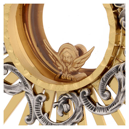 Monstrance with well image, 18 in, gold plated brass 12