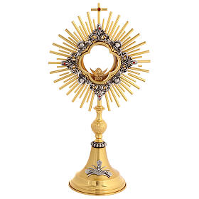 Monstrance with wheat spikes, angels, and holy cross, 18 in