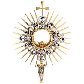 Last Supper and angels monstrance, 20 in, gold plated brass