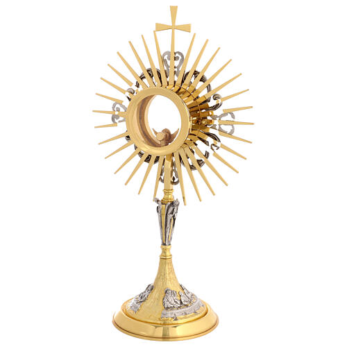 Ostensório Última Ceia e anjos 50 cm em latão dourado 10