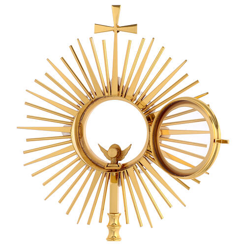 Gothic style monstrance with angels, 22 in, gold plated brass 7