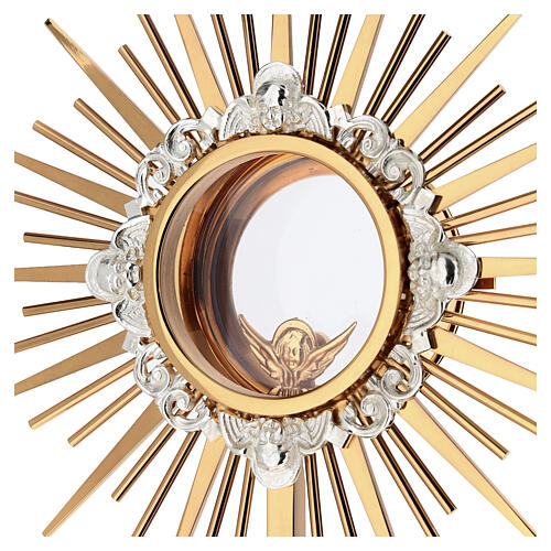 Ostensorio estilo gótico con ángeles 55 cm latón dorado 3