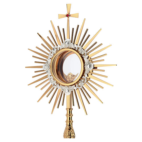 Ostensorio estilo gótico con ángeles 55 cm latón dorado 4