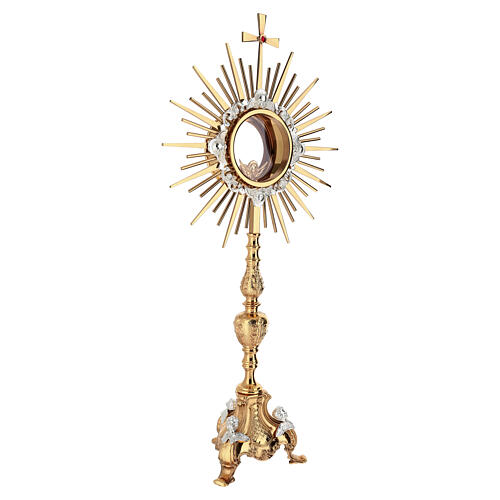 Ostensorio estilo gótico con ángeles 55 cm latón dorado 6