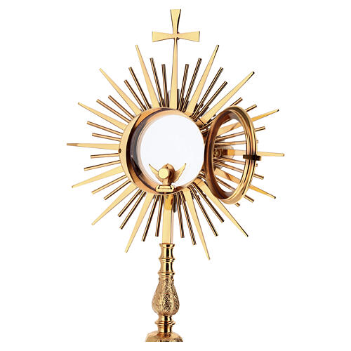 Ostensorio estilo gótico con ángeles 55 cm latón dorado 8