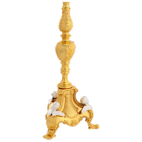 Ostensorio stile gotico con angeli  55 cm ottone dorato 3