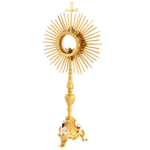 Ostensorio stile gotico con angeli  55 cm ottone dorato 6