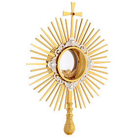 Ostensório estilo gótico com anjos 55 cm latão dourado