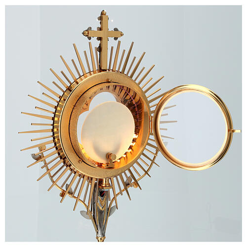 Ostensório evangelistas, Cristo e cruz sagrada com LED de 75 cm 12