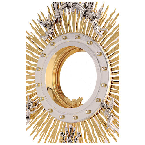 Baroque monstrance for large Host, 33.5 in, Ascension of the Angels, 24k gold-plated brass 6