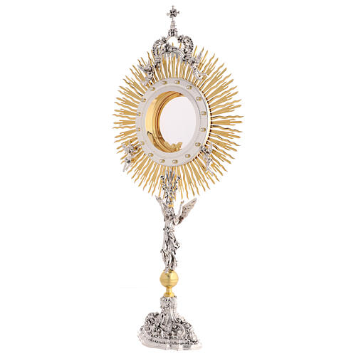 Monstrance baroque-style 85 cm with Magna Host Angels Ascension 24k Gold-Plated 4