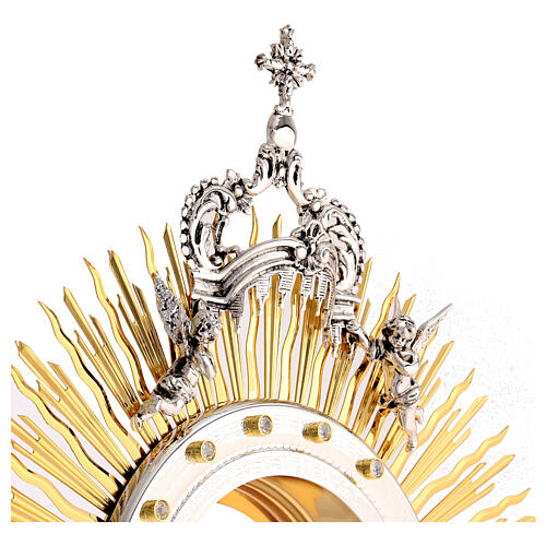 Monstrance baroque-style 85 cm with Magna Host Angels Ascension 24k Gold-Plated 8