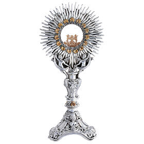 Monstranz zweifarbig mit Ornamenten, Engeln und Blüten – 45 cm
