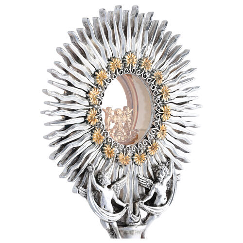 Two-tone monstrance with scrollwork, angels and flowers, 18 in 5