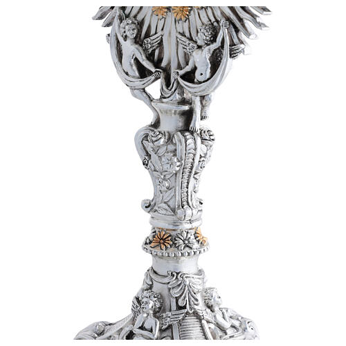 Ostensoir bicolore avec arabesques, anges et fleurs 45 cm 6