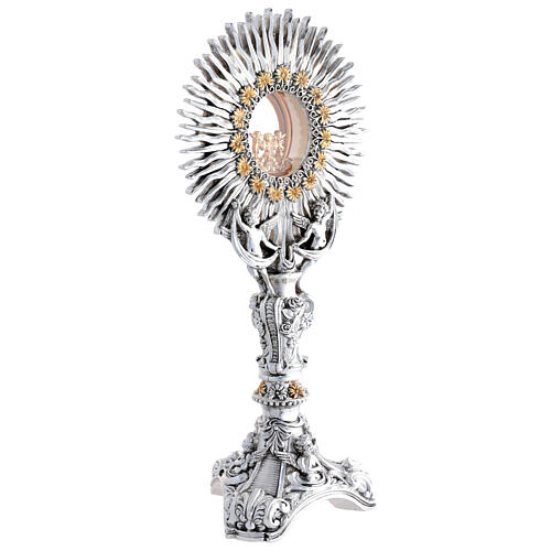 Bicolor Monstrance with Filigree, Angels, and Flowers 45 cm 4