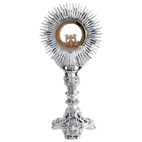 Bicolor Monstrance with Filigree, Angels, and Flowers 45 cm 8