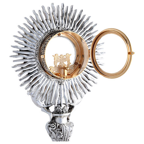 Bicolor Monstrance with Filigree, Angels, and Flowers 45 cm 9