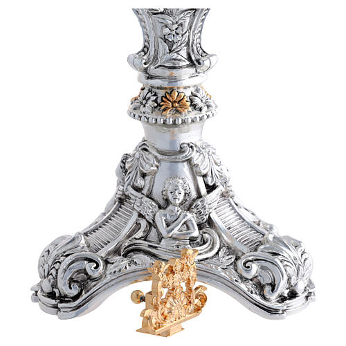 Bicolor Monstrance with Filigree, Angels, and Flowers 45 cm 10