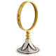 Ostensório de latão dourado e prateado para hóstia magna com lírio 27 cm s2