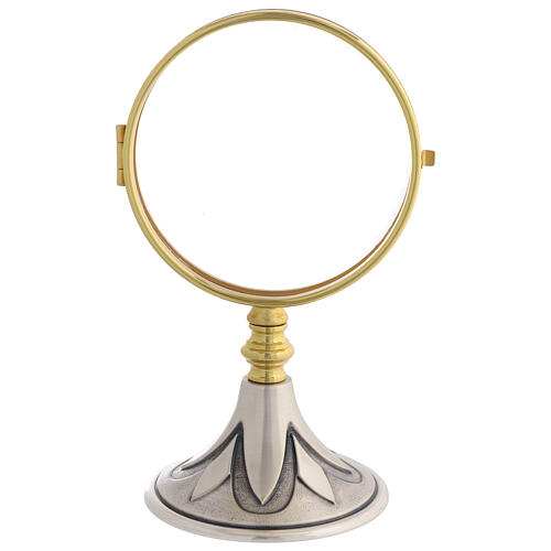 Golden Silvered Brass Reliquary for Magna Host with Lily, 27 cm 1