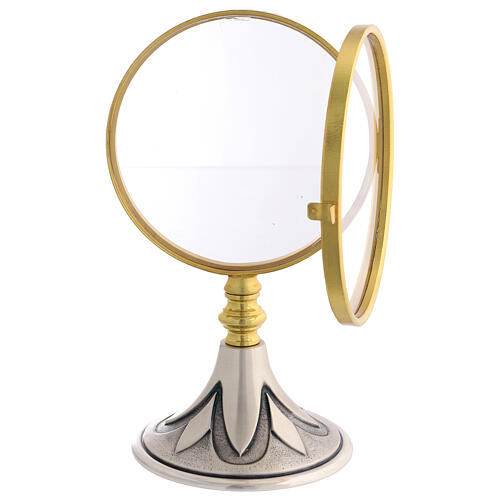 Golden Silvered Brass Reliquary for Magna Host with Lily, 27 cm 3