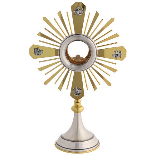 Monstrance with apostles on rays, gold and silver finish, 18 in 1